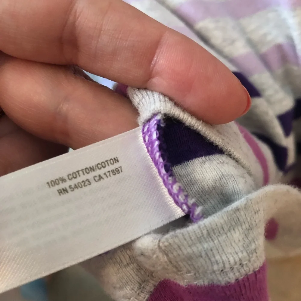 Old Navy Gray & Purple Striped Long Sleeve Tee XL 100% Cotton - Picture 3 of 5
